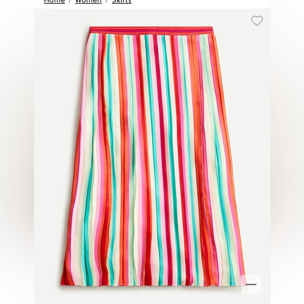 J Crew Sunburst Pleated Skirt in Watermelon Stripe